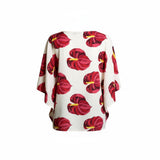 Cream Anthurium Solo Tropical Floral Tunic Top