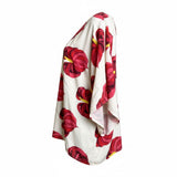 Cream Anthurium Solo Tropical Floral Tunic Top