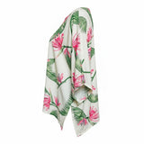 Cream Bird of Paradise Tropical Floral Tunic Top