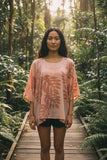 Salmon Breadfruit Tropical Floral Tunic Top