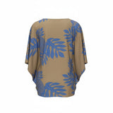 Tan & Blue Breadfruit Tropical Floral Tunic Top