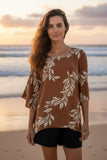 Clay Maile Lei Tropical Floral Tunic Top