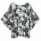 Black & Gold Sprinkle Tropical Floral Tunic Top