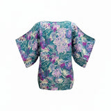 Teal & Lavender Sprinkle Tropical Floral Tunic Top