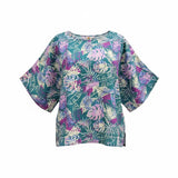 Teal & Lavender Sprinkle Tropical Floral Tunic Top