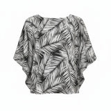Black & White Windy Days Tropical Tunic Top