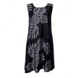 Black Breadfruit Tropical A-line Dress