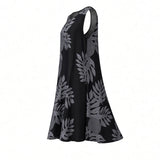 Black Breadfruit Tropical A-line Dress