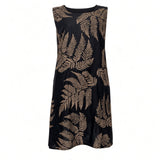 Black & Brown Palapalai Tropical A-line Dress