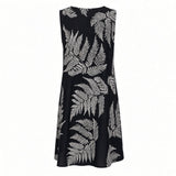 Black & White Palapalai Tropical A-line Dress