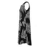 Black & White Palapalai Tropical A-line Dress