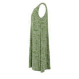 Olive Puka Monstera Tropical A-line Dress