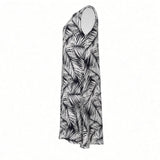 Black & White Windy Days Tropical A-line Dress