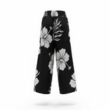 Black Bumbucha 2 Hibiscus Smocked Wide-Leg Pants