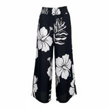 Black Bumbucha 2 Hibiscus Smocked Wide-Leg Pants