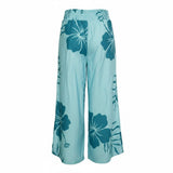 Mint Bumbucha 2 Hibiscus Smocked Wide-Leg Pants