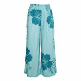 Mint Bumbucha 2 Hibiscus Smocked Wide-Leg Pants