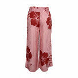 Pink Bumbucha 2 Hibiscus Smocked Wide-Leg Pants