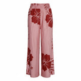 Pink Bumbucha 2 Hibiscus Smocked Wide-Leg Pants