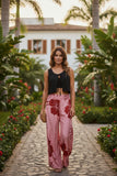 Pink Bumbucha 2 Hibiscus Smocked Wide-Leg Pants