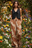 Clay & Ivory Maile Lei Smocked Wide-Leg Pants