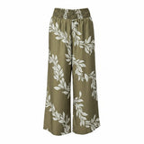 Taupe & Ivory Maile Lei Smocked Wide-Leg Pants