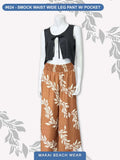 Ladies Smock Waist Wide Leg Pant --Maili Lei --- Clay -- Taupe