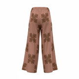 Salmon & Brown Quilt Smocked Wide-Leg Pants