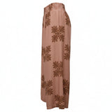 Salmon & Brown Quilt Smocked Wide-Leg Pants