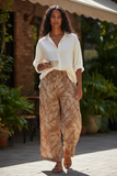 Ladies Smock Waist Wide Leg Pant --Windy--- Rust -- Sky Blue -- Beige