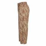 Beige Windy Days Palm Frond Smocked Wide-Leg Pants