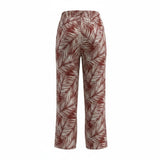 Rust Windy Days Palm Frond Smocked Wide-Leg Pants