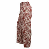 Rust Windy Days Palm Frond Smocked Wide-Leg Pants