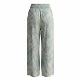 Sky Blue Winy Days Palm Frond Smocked Wide-Leg Pants