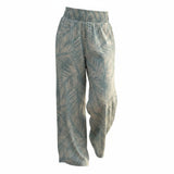 Sky Blue Winy Days Palm Frond Smocked Wide-Leg Pants