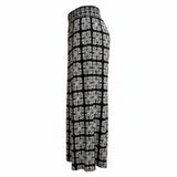 Black Patchwork Quilt Smocked Wide-Leg Pants