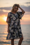 Navy Aulii Tropical Floral Tunic Dress