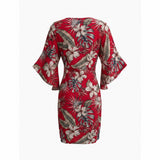 Red Aulii Tropical Floral Tunic Dress