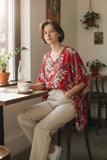 Red Aulii Tropical Floral Tunic Dress