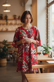 Red Aulii Tropical Floral Tunic Dress