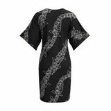 Black Ti-Pi Tropical Lei Tunic Dress