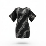 Black Ti-Pi Tropical Lei Tunic Dress