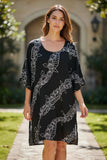 Black Ti-Pi Tropical Lei Tunic Dress