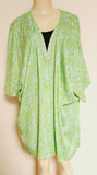 Kimono Beach Cover up -- Hibiscus Lines --- Rust/Black - Green - Maroon