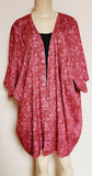 Kimono Beach Cover up -- Hibiscus Lines --- Rust/Black - Green - Maroon