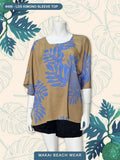 Ladies Poncho Top - BreadFruit - Salmon Tonal  -- Tan/Blue