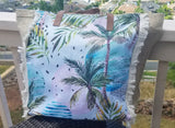 Tropical Printed Burlap Handbag