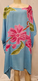 Hand Painted Caftan Poncho - Floral Cluster -  Black, Turquoise or Pink