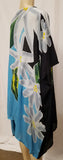 Hand Painted Caftan Poncho - Tiare Splendor - Blue, Pink, or Black