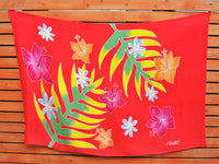 Screen Printed Full Sarong - Fern and Flora - Red